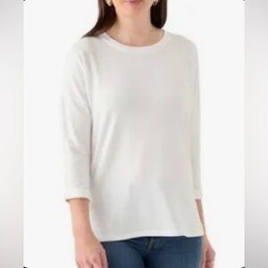 NWT Crown & Ivy Baby Terry Tee 3X Plus White Curved Hem 3/4 Sleeve white